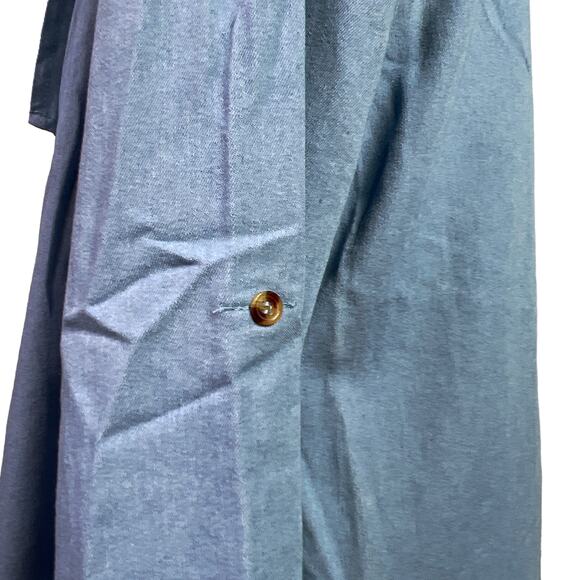 Chambray Waterfall Cardigan XL Blue Asymmetrical Open Front Roll Tab Sweater XL - Picture 6 of 13